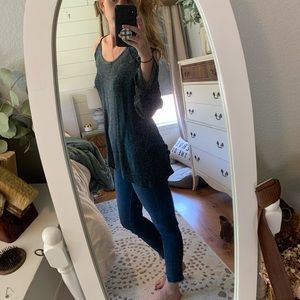 Ombré blue lace sleeve sweater S